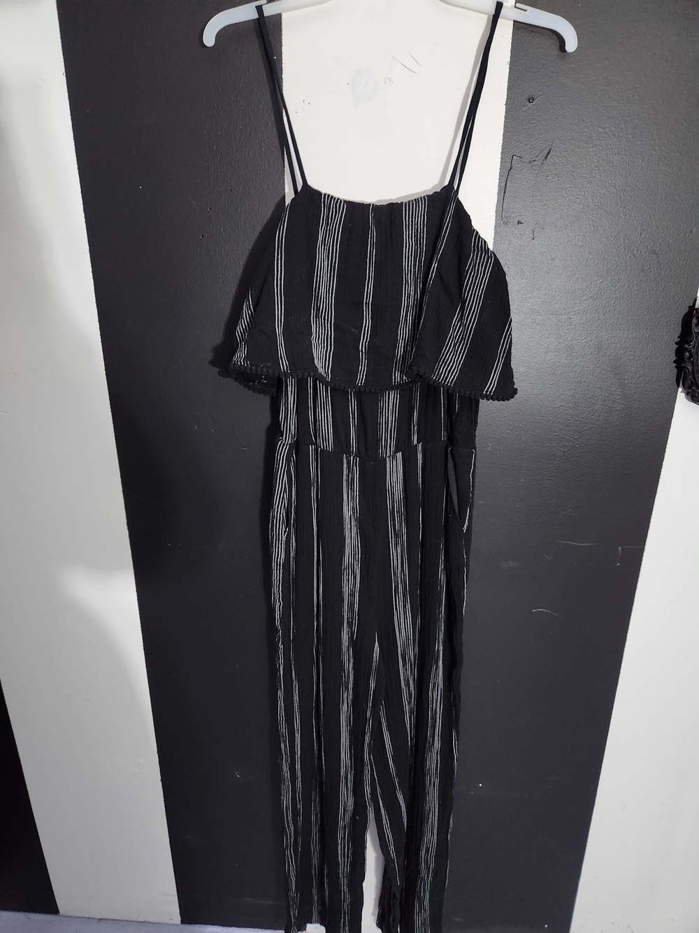 a new day Black Striped Spaghetti‑Strap Jumpsuit